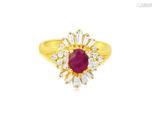 Natural 1.75ct Ruby & Diamond Ring in Solid 14K Gold