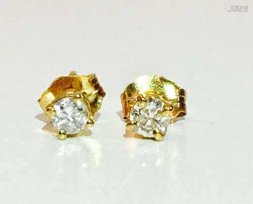 14k Yellow Gold Diamond Studs