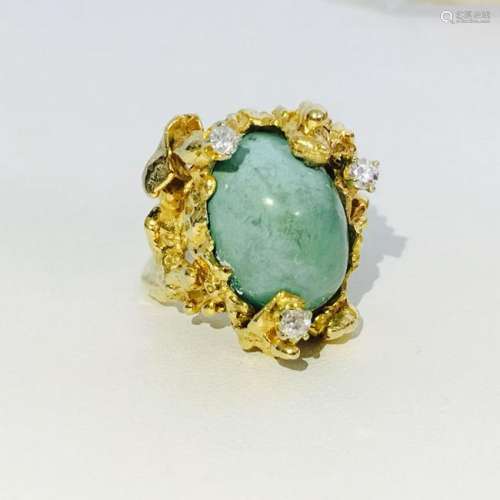 Vintage Ladies Flower Motif, Turqoise & Diamond Ring