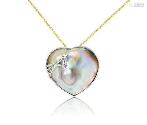 Mother of Pearl & Diamond in Sterling Silver Pendant