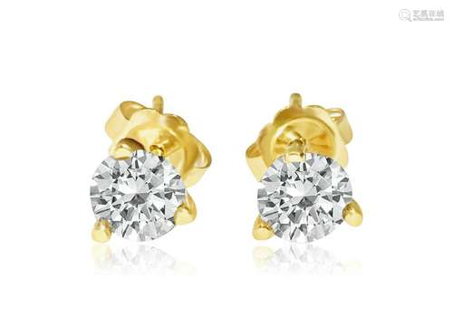 14kt yellow gold & 0.90 carat diamond studs. Martini