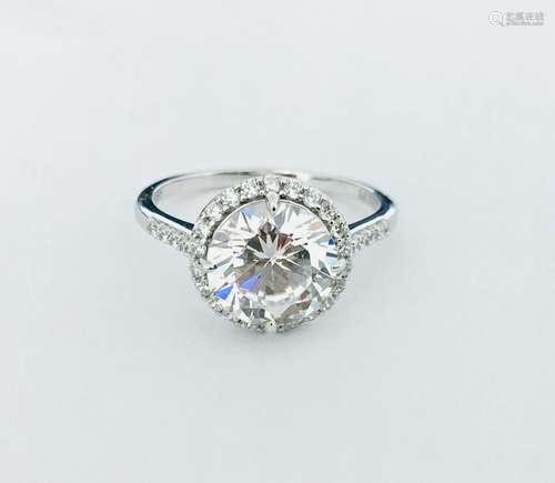 Leaf Motif 3.87 CT Diamond & White Gold Wedding Ring