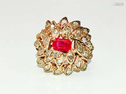 2.00 Carat Diamond and Ruby in 18K Rose Gold Ring