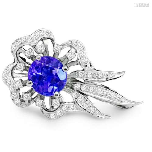 14k Gold Vinatge Diamond Tanzanite Pin