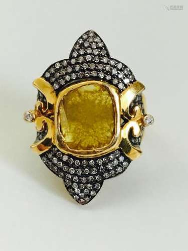 14K yellow and black gold, 3.25CT Antquie Diamond Ring