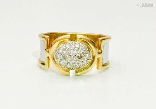 18k Gold, Vintage 0.70 Carat Diamond Two Tone Ring