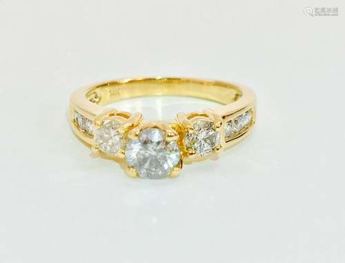 3 Stone 14K Gold, 1.70 CT diamond engagement ring