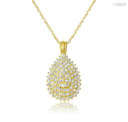 3.00 Carat Diamonds in 14K Yellow Gold Necklace