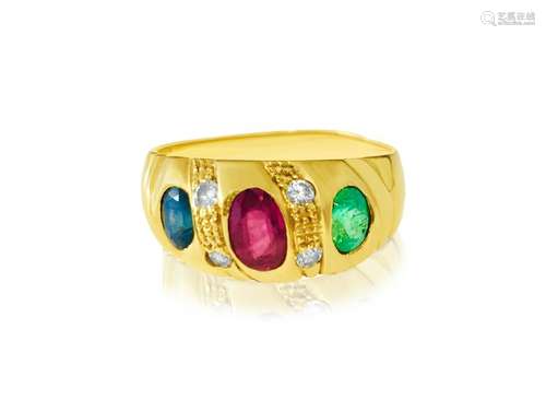 Vintage 6.00 carat Multi Gemstone Ring in 14k gold