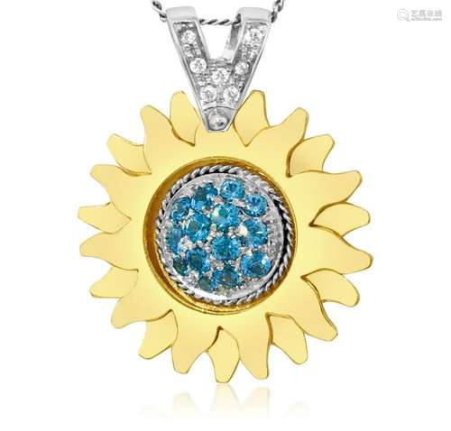 Sidra, 18K Gold, Diamond & Blue Topaz Pendant