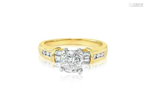 Vintage, 1.35 CT Diamond Engagement 14k Gold Ring