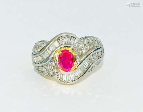 Vintage 14k Gold, 2.70 Carat Ruby & Diamond Ring