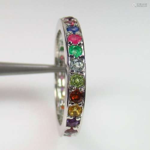 2.63 g 925 Sealed Silver Natural Multi-Stone Ring