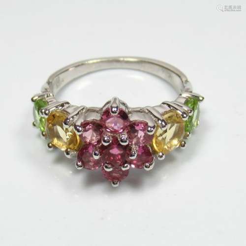 3.48 g 925 Sealed Silver Natural Multi-Stone Ring