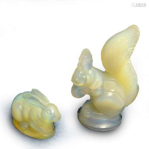 SABINO GLASS SQUIRREL AND RABBIT FIGURINES