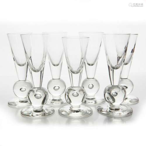 8 CORDIAL BRANDY GLASSES WITH BALL NECK