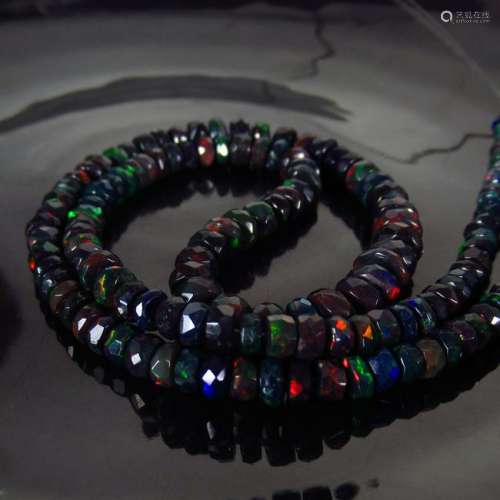 49.00 Ct Natural 154 Drilled Faceted Black Opal Beads