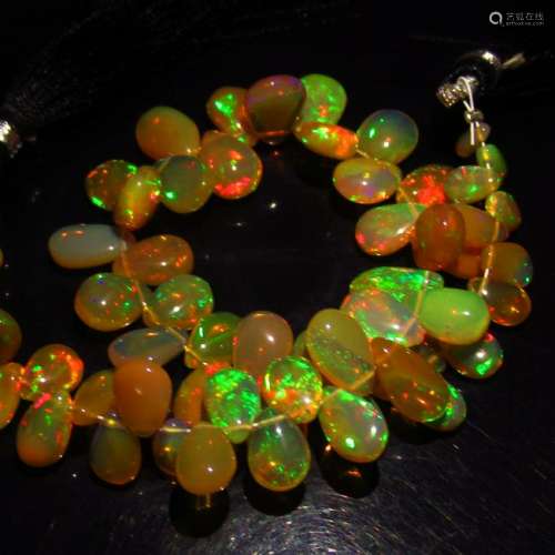 59.24 Ct Natural 63 Drilled Multi-Color Fire Pear Opal