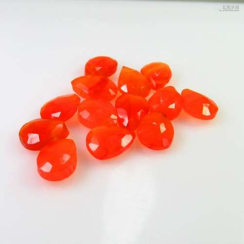 17.84 Ct Natural 13 Orange Carnelian Drilled Pear Beads