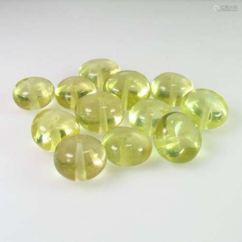 33.74 Ct Genuine 12 Drilled Round Lemon Quartz Beads