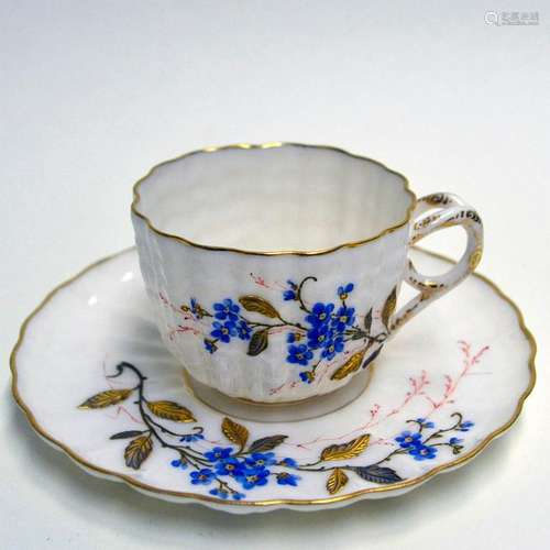 BELLEEK PORCELAIN CUP & SAUCER OTT & BREWER, VINTAGE