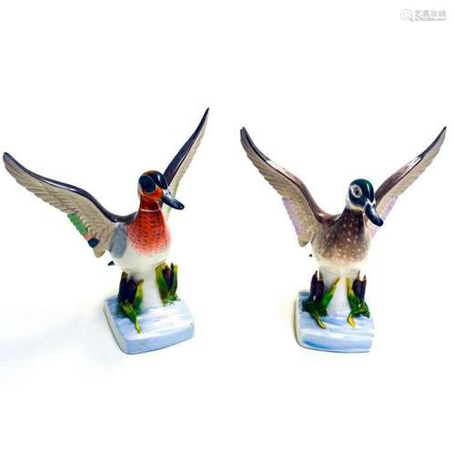 BOEHM PORCELAIN WOOD DUCKS, PAIR