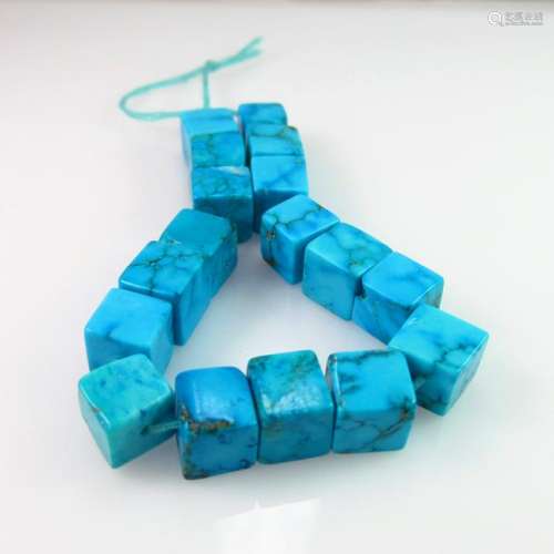 40.71 Ct Genuine 17 Drilled Turquoise Square Beads