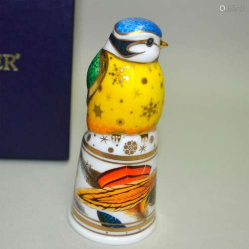 ROYAL WORCESTER PORCELAIN BLUE TIT BIRD CANDLE SNUFFER