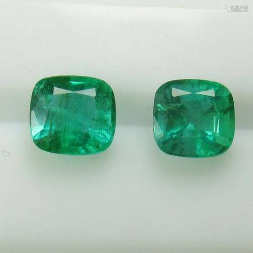 2.00 Ct Natural Zambian Emerald Cushion Pair