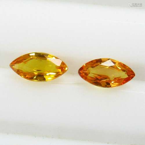 0.67 Ct Natural Orange Sapphire Marquise Pair