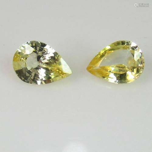 1.51 Ct Natural Yellow Sapphire Pear Pair