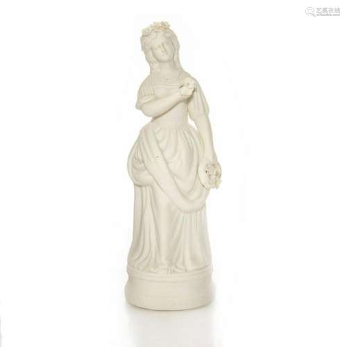 BLANC DE CHINE PARIAN PORCELAIN WOMAN WITH FLOWERS