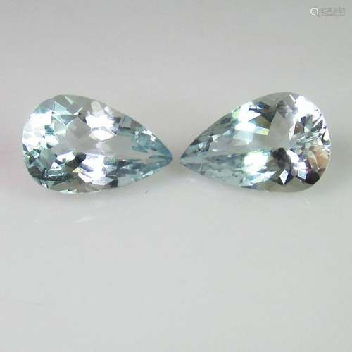 3.54 Ct Natural Aquamarine Pear Pair