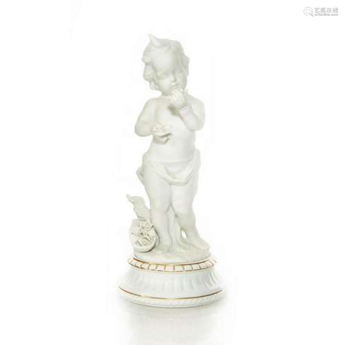 RARE PARIAN PORCELAIN FIGURINE OF CHILD HOLDING FLOWER