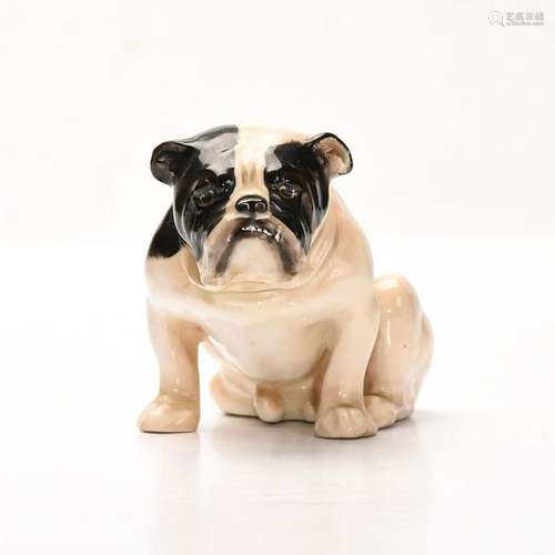 ROYAL DOULTON SMALL DOG FIGURINE, BULLDOG SEATED HN881