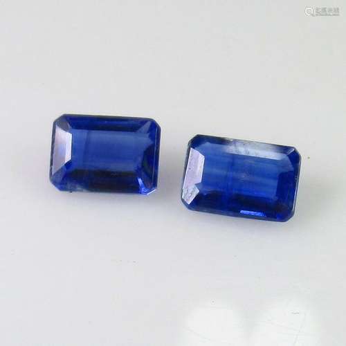 2.08 Ct Natural Deep Blue Kyanite Octagon Pair