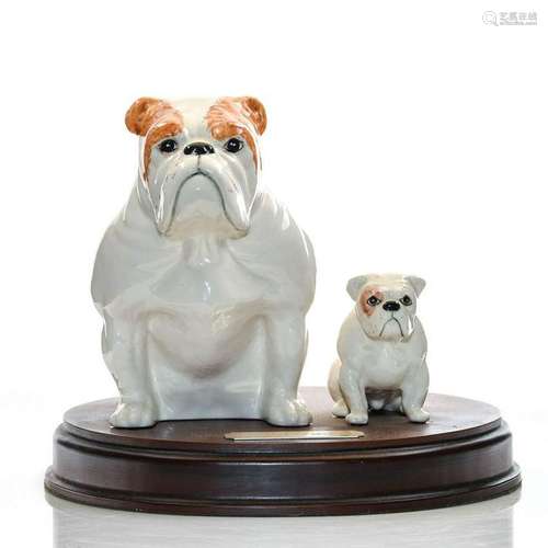 ROYAL DOULTON DOG FIGURINES BULLDOG SEATED & PUPPY