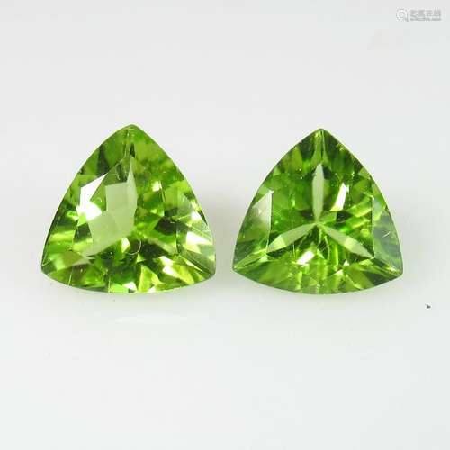 2.95 Ct Natural Pakistan Peridot 8X8 mm Trillion Pair