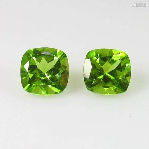 3.31 Ct Natural Pakistan Peridot Cushion Pair