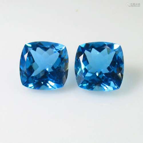 9.00 Ct Natural Blue Topaz Cushion Pair