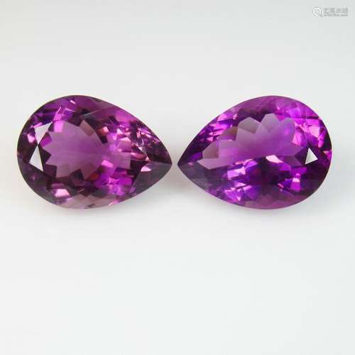 17.75 Ct Natural Purple Amethyst Pear Pair