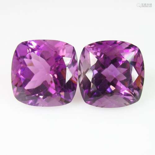 15.30 Ct Natural Purple Amethyst Cushion Pair