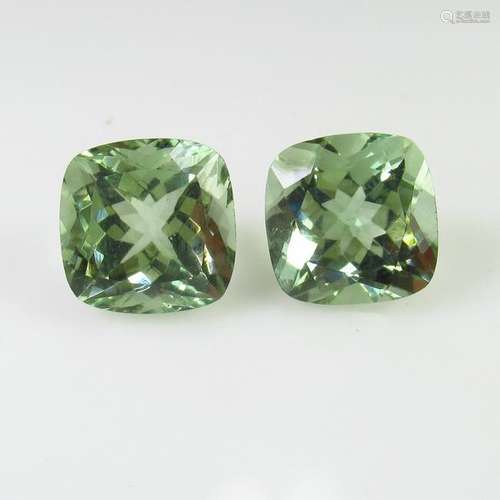 11.33 Ct Natural Green Amethyst Cushion Pair