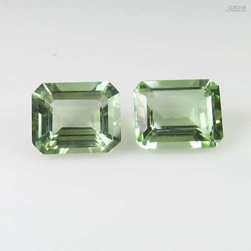 8.29 Ct Natural Green Amethyst Octagon Pair