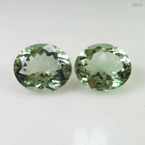 14.41 Ct Natural Green Amethyst Oval Pair