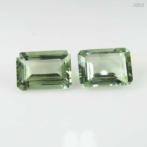 12.74 Ct Natural Green Amethyst Octagon Pair