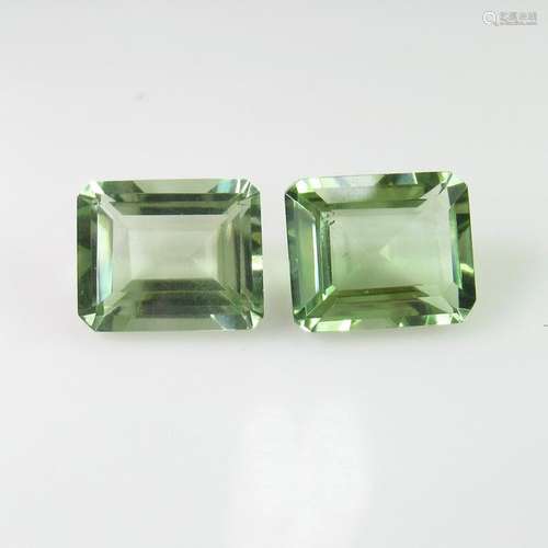 11.18 Ct Natural Green Amethyst Octagon Pair