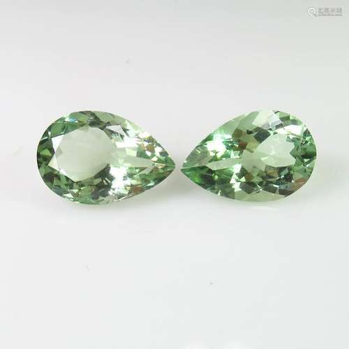 10.57 Ct Natural Green Amethyst Pear Pair