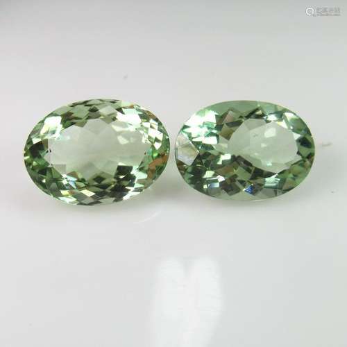 23.37 Ct Natural Green Amethyst Oval Pair