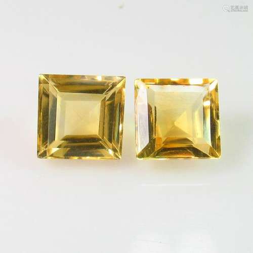 4.84 Ct Natural Bright Yellow Citrine Square Pair